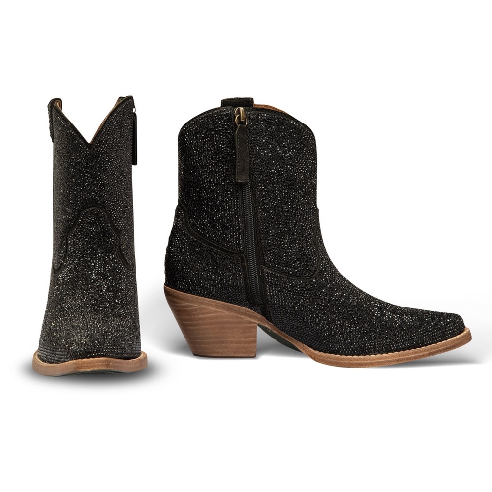 New w/box Buck and Brana Black glitter Ankle Boots with Western Style Sz US 8.5